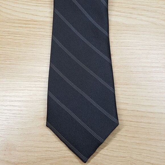 MICHAEL KORS Mens Neck Tie Black Diagonal Stripe Classic Pointed Silk Blend - Picture 1 of 6
